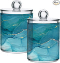MNSRUU 4 Pack Qtip Holder Organizer Dispenser Blue Marble Abstract Fluid Art Bathroom Containers Bathroom Vanity Storage Canister Apothecary Jars for Cotton Swabs/Pads/Floss
