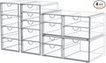 Makeup Organizer Storage with 16 Drawers, 4 Pcs Desktop Office Supplies, Desk Organizers, Clear Accessories, Dustproof Storage Drawer and for Make Up, Jewelry, Pen, Stationary