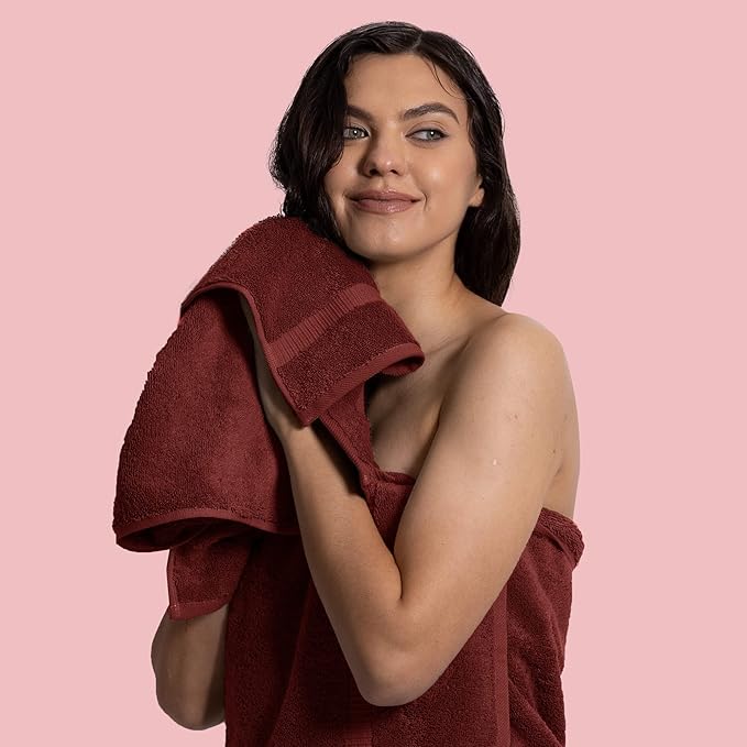Chakir Turkish Linens | Hotel & Spa Quality 100% Cotton Premium Turkish Towels | Soft & Absorbent (6-Piece Hand Towels, Cranberry)
