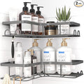 Corner Shower Caddy - 2 Pack, Adhesive Shower Organizers, Rustproof Stainless Steel Shower Shelves with 8 Hooks, No Drilling Bathroom Organizers and Storage Racks, Space-Saving, Grey, Large