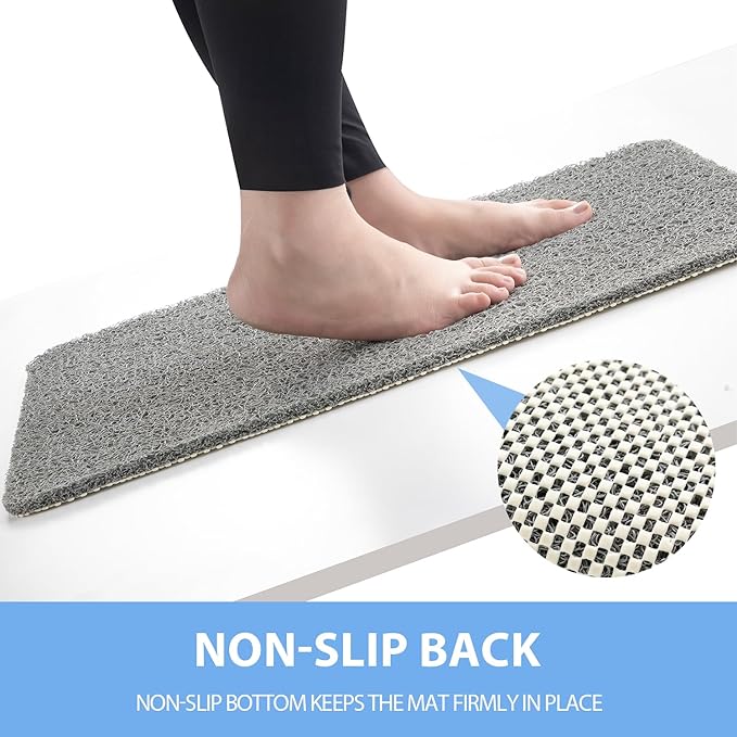 Non-Slip Bathtub Mat, Anti Slip Shower Mat, Fast Drying Bathtub Mats, Foot Scrubber Mat, Anti Slip Mat for Tub, Floor, Bathroom, Kitchen, Home, Hotel (Grey 47"×16")