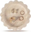 Koville Travertine Jewelry Tray, 5.51" Round Trinket Dish for Ring Necklace Earring Perfume, Natural Scalloped Decorative Tray for Countertop Bathroom Kitchen Dresser, Beige Stone Tray