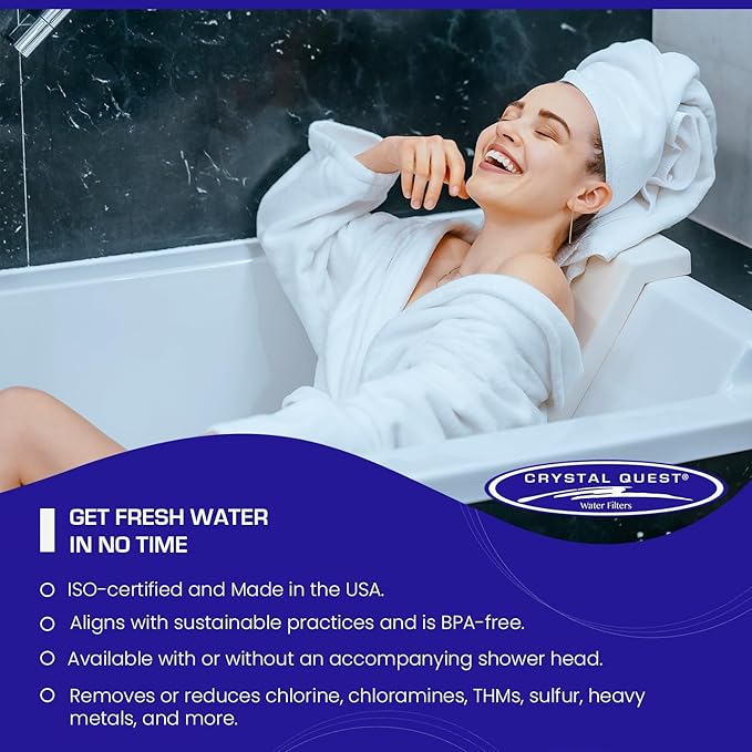 Crystal Quest Shower Filter without Shower Head - Chrome - Advanced Multi Stage Filtration for Cleaner Water - Removes Chlorine, Heavy Metals - Promotes Healthier Skin, Softer Hair - Long-Lasting