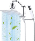 Hibbent All Metal 10'' Filtered Rainfall Shower Head with Handheld Combo, High Pressure Shower Wand, 16'' Adjustable Arc Extension Arm, 20 Stage Shower Filter, 71'' Hose, Shower Head Holder, Chrome
