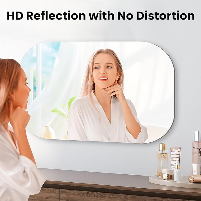 VASUHOME Frameless Bathroom Mirror, 20 x 32 Inch Wall Vanity Mirror, Large Wall Mounted Mirrors for Bathroom, Living Room, Bedroom