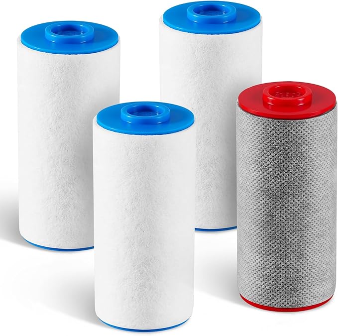 Replacement Cartridges Full Set Compatible with Weddell Duo Shower Filter,Shower Filter Cartridges to Reduces Impurities,Keep Healthy Shower Water for Skin & Hair(1R+3B)