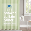 2-in-1 Waterproof Fabric Shower Curtain or Liner,Linen Textured,Breathable TPU & Washable Bathroom Shower Curtain Set with 12 Plastic Hooks,Modern,72"x72",Green