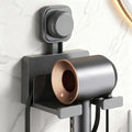 Suction Cup Hair Dryer Storage Organizer with Shelf & Hooks for Bathroom. Reusable, ABS Plastic, Rustproof, Wall Mounted. No Drill, No Glue, Nail Free (Gray, Standard)