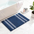 Kmson Bathroom Rugs Mat, 17"x24" Ultra Soft Washable Shaggy Chenille Bath Rugs, Non-Slip Fluffy Thick Water Absorbent Microfiber Mat for Bathtub, Sink and Shower, Navy Blue