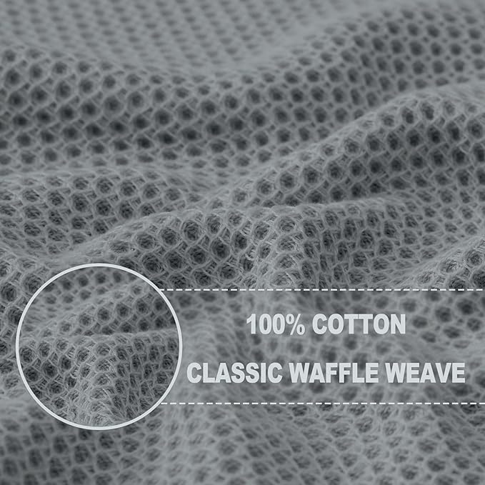 Homaxy 100% Cotton Waffle Weave Kitchen Dish Cloths, Ultra Soft Absorbent Quick Drying Dish Towels, 12 x 12 Inches, 12-Pack, Grey