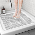 Shower Mat Non Slip，24"X24" Bathtub Mat Non Slip Square Shower Mats for Inside Shower with Drain Holes Suction Cups, Quick Drain, TPE Shower Floor Mat for Elderly & Kids (Light Gray)