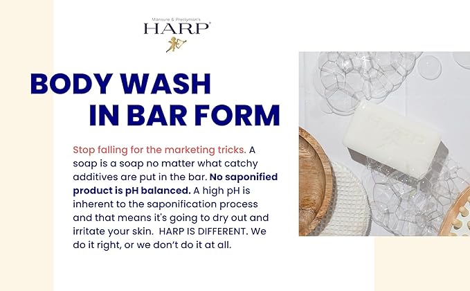 HARP Anti-Aging Body Wash Bar With Retinol + Niacinamide, Vitamin E, Hyaluronic Acid. 100% Syndet Base. Soap/Lye-Free and FRAGRANCE FREE (3-Pack, Anti-Aging Serum)