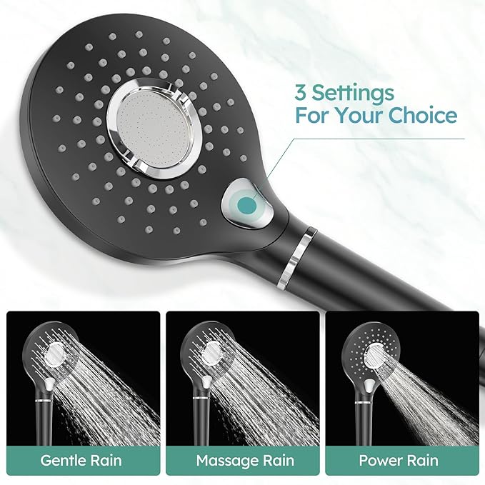 SunCleanse Shower System - 12 Inch Dual Filtered Rainfall Shower Head Combo - High Pressure 3 Spray Mode Showerhead-Included Rough in Valve and Trim Kit - Matte Black