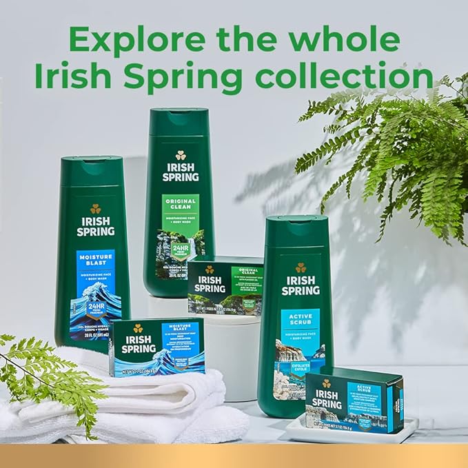 Irish Spring Mens Body Wash, Moisture Blast Body Wash for Men, Feel Fresh All Day, 30 Oz Pump Bottle