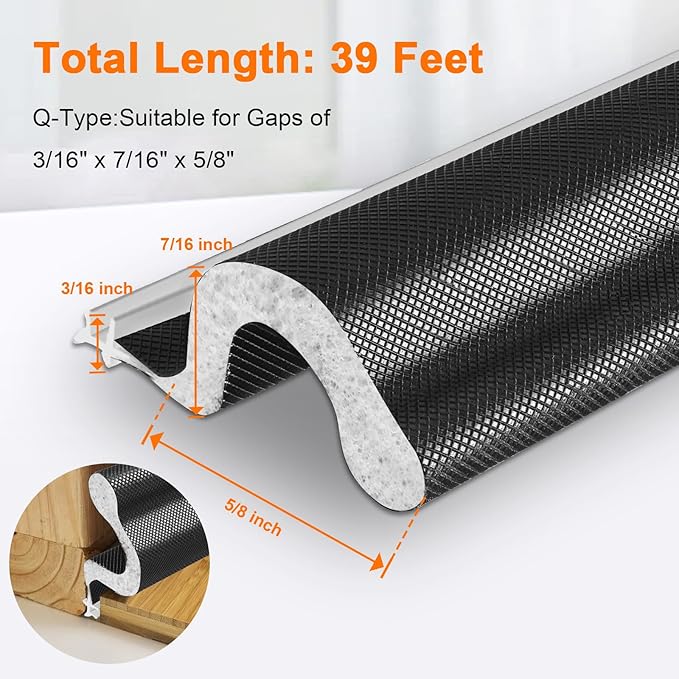 Storystore Door Weather Stripping 39 FT, Foam Kerf Weather Stripping Door Seal for Doors and Windows Insulation with Slot Card Frame