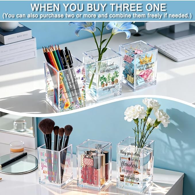 In My Makeup Artist Era Acrylic Cosmetic Holder, Funny Makeup Brush Holder Gifts for Cosmetologist Women Girls, Bathroom Vanity Storage for Make up Brushes, Vanity Desk Accessories