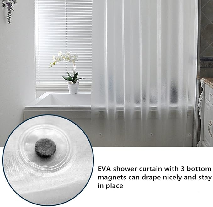 AooHome Extra Long Shower Curtain Liner, Clear Eva Frosted Shower Curtain with 5 Bottom Magnets, Semi Transparent, 72 x 86 Inch