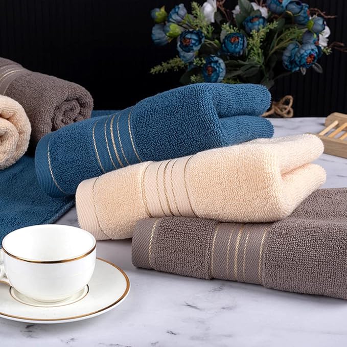2 Pack Hand Towels for Bathroom - 100% Cotton Decorative Soft & Highly Absorbent Towel Set for Face, Spa, Gym, Kitchen, Hotel, 13x30 Inch (Beige - 2 Pack)