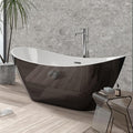 59 Inch Freestanding Acrylic Bathtub, Modern Soaking Tub with Chrome Overflow & Drain, CUPC Certified, Deep Soaking Design for Luxurious Spa Experience, Contemporary Bathroom Centerpiece
