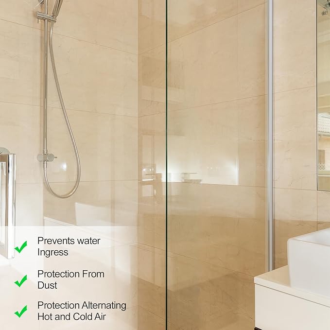 2 Pcs 1/2'' x 36'' Long Clear Vinyl L-Type Seal Strip with Pre-Applied Self Adhesive Threshold Water Dam Barrier Bathroom Glass Shower Door Seal Strip for Gap Frameless Shower Door