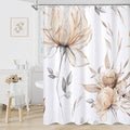 Extra Long Boho Watercolor Floral Shower Curtain 72 x 84, Light Brown and Grey Ink Painting Style Flower Shower Curtains for Chic Elegant Bathroom, Artistic XL Fabric Cloth Shower Curtain