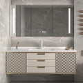 40IN Modern Bathroom Vanity - Wall-Mounted Bathroom Cabinet with LED Light | Intelligent Defogging Mirror Cabinet Includes Time Display Function, 2 Drawers & 2 Storage Cabinets (Style A)