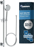 HammerHead Showers® SOLID METAL 27.5 Inch Shower Slide Bar Set and Handheld Shower Head with Hose — CHROME — 1.75 GPM Low Flow Spray Wand — Easily Adjust Height & Angle of Handshower
