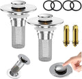 Bathroom Sink Stopper Strainer,2PCS Pop-Up Bathroom Sink Drain Strainer with Removable Stainless Steel Hair Catcher Basket,Sink Stopper Hair Catcher for US Bathroom Sinks,Bathtubs,Showers,Floor Drains