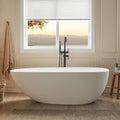 Cpingao 67" Stone Resin Freestanding Bathtub, Egg Shell Solid Surface Soaking Stand Alone Tubs with Pop-up Drain and Overflow, Matte White 8848-1700