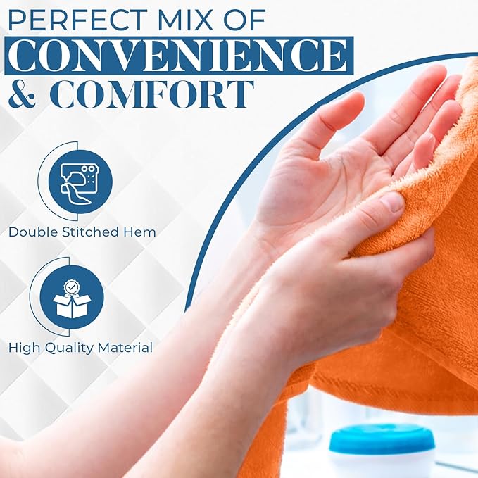 DAN RIVER 6-Pack Premium Hand Towels (16x28 Inches) - 100% Cotton, Ultra Soft, Lightweight, Highly Absorbent Towels for Bathroom, Spa, Gym, Salon, Hotel, and Travel - 550 GSM – Orange