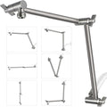 G-Promise 18 Inch Shower Head Extension Arm, Solid Brass Height & Angle Adjustable Extender, Rise or Lower Rainfall and Fixed Shower Head (Brushed Nickel)