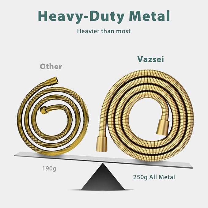 Shower Hose Replacement For Cleaning 304 Stainless Steel Shower Head Hoses 59 Inches High Pressure Bidet Hose Flexible Rose Gold Extension Showerhead Hoses Extra Long (Gold, 58 In)