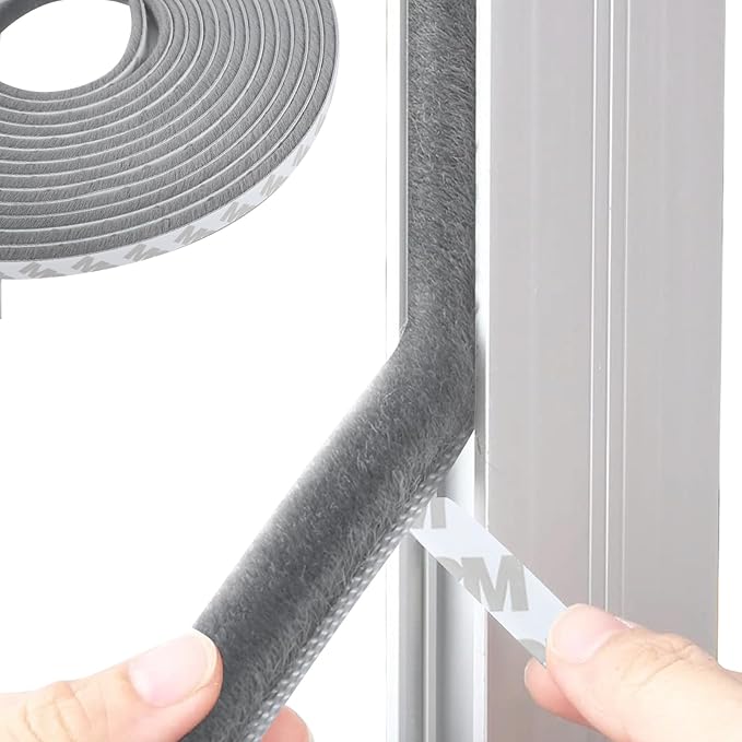 Weatherproof Self-Adhesive Soundproofing Door and Window Seal - 16.5 Ft Gray Insulation Strip, 0.3" Wide x 0.2" Thick, Energy-Efficient Draft Blocker for Wind, Dust, and Noise Protection