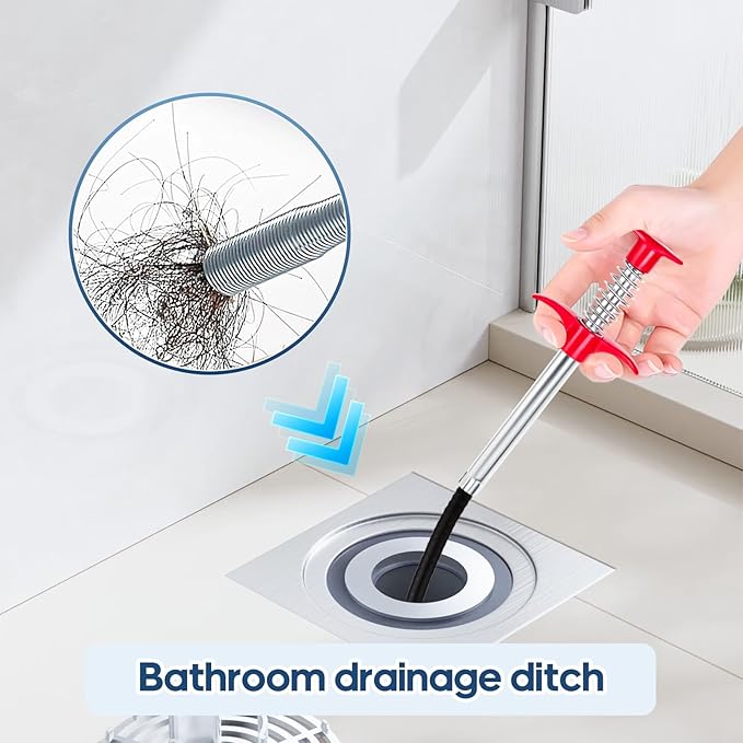 35'' Flexible Grabber Claw (4 Claws), Drain Snake with Tweezers, Bendable Hose Grabber Reacher Tool, Retractable Drain Clog Remover Tool, Pickup Tool for Bath Tub, Toilet, Kitchen Sink & Sewer