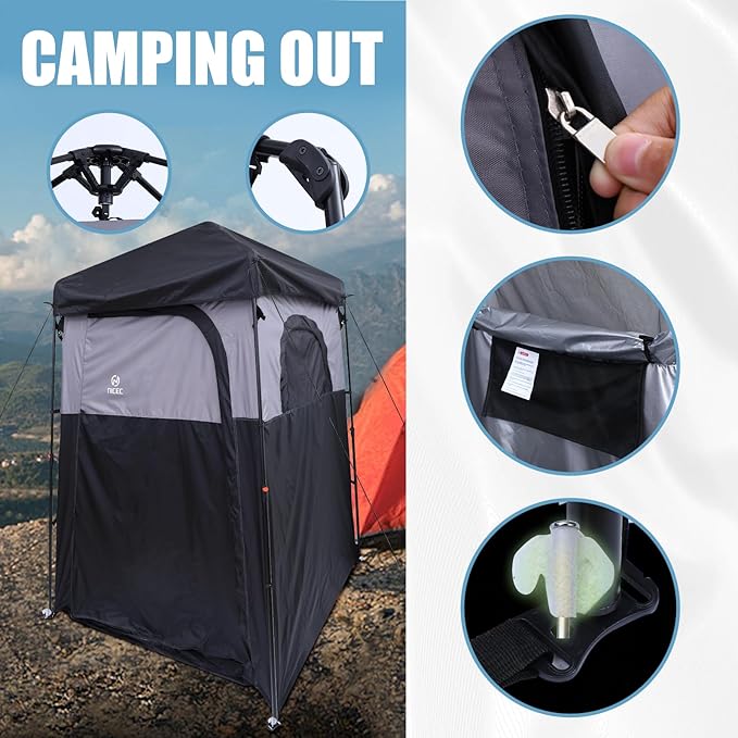 Nice C Camping Shower Tent, Instant Pop Up Privacy Changing Tent, Outdoor Shower Enclosure, Toilet Tents, Camping Bathroom, Oversize (Square – 1 Room)