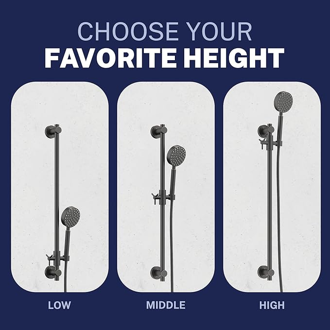 HammerHead Showers® SOLID METAL 27.5 Inch Shower Slide Bar Set and Handheld Shower Head with Hose — OIL RUBBED BRONZE — 1.75 GPM Low Flow Spray Wand — Easily Adjust Height & Angle of Handshower