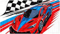 Bath Tub and Shower Mats, Non Slip Bathmat with Drain Holes and Suction Cups for Bathroom Floor, 15.1 x 26.8 Inch (Retro Race Car with Checkered Flag)