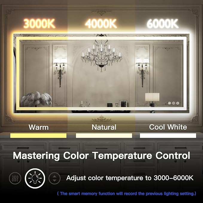 ISKM 48'' x 36'' LED Mirror for Bathroom Lighted Vanity Mirror for Wall Front Lights + Backlit LED Bathroom Mirror Anti-Fog Tempered Glass ETL Listed
