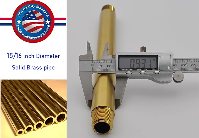 Aquaiaw Shower Arm and O-Ring Flange, 3 inch, Solid Brass, Round, Both Soldered 1/2 NPT Tapered Threads, Straight Shower Arm Extension, Ceiling Shower Head Arm for Rainfall Shower (Matte Brushed Gold)