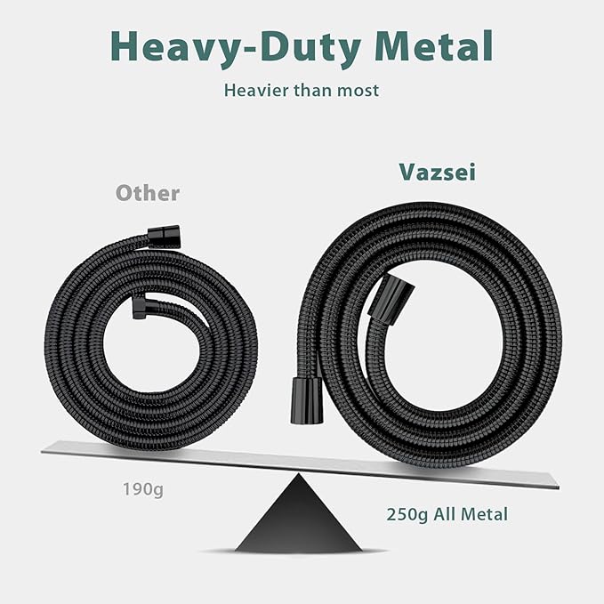 Shower Hose Replacement For Cleaning 304 Stainless Steel Shower Head Hoses 59 Inches High Pressure Bidet Hose Flexible Rose Gold Extension Showerhead Hoses Extra Long (Black, 48 In)