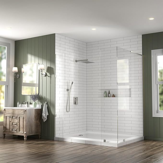 Lava Odoro Modern 2-Setting Square Shower System with Rain Shower Head and Handheld Spray Brushed Nickel, Rainfall Shower Faucet Set Brushed Nickel, Shower Valve and Trim Kit, SF103-BN
