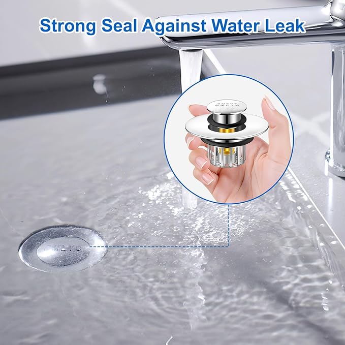 Bathtub Drain Stopper, Pop-Up Tub Stopper with Drain Hair Catcher, Bathtub Plug and Cover with Strainer for 1.5 to 1.8in Tub Drain Hole, Easy to Use