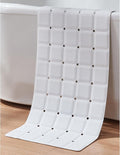 Non-Slip Bath Mat for Tub & Shower：Silicone Foldable Bathtub Mat with Strong Suction Cups, Quick Drain Holes, Machine Washable Extra Large Bathroom Mats 35.8" x 17.7", White