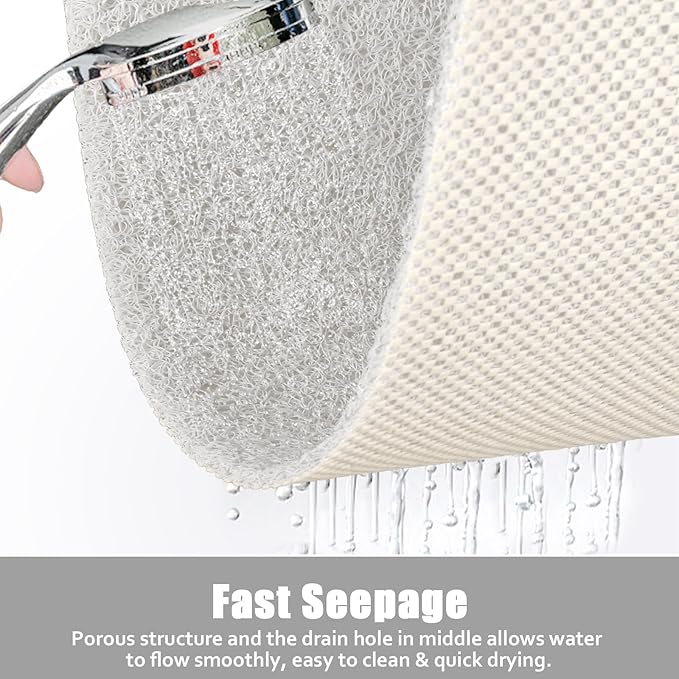 Large Shower Mat Non Slip, 36x36 Inch Shower Floor Mat with Drain Hole in Middle, Super Soft and Comfortable PVC Loofah Massage Bath Mat for Shower, Anti Slip Shower Stall Mat, Quick Drying