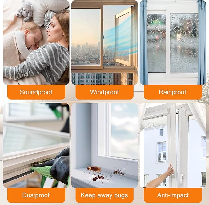 40FT Self-Adhesive Weather Stripping Seal for Door Frames and Sliding Windows, Weatherstripping for Soundproofing, Dustproof, Window Insulation for Winter, 0.35'' Wide x 0.35'' Thick, Grey