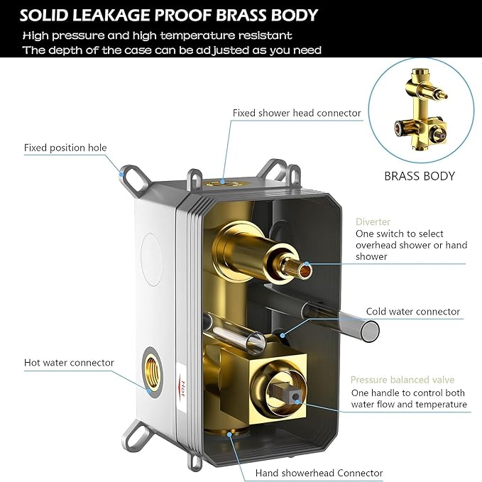 Lordear Rain Shower System 10 Inch Faucet Set Brushed Nickel Finish Stainless Steel Square Rainfall Shower Head with Handheld, Solid Brass Valve Included