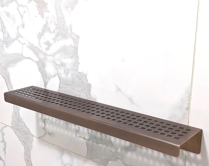 SereneDrains Stainless Steel Oil Rubbed Bronze Shower Shelf for Inside Shower Drill In Wall Mount Small Bathroom Shelf Decor Organizer Rack Caddy Floating (Oil Rubbed Bronze, 24 Inch)