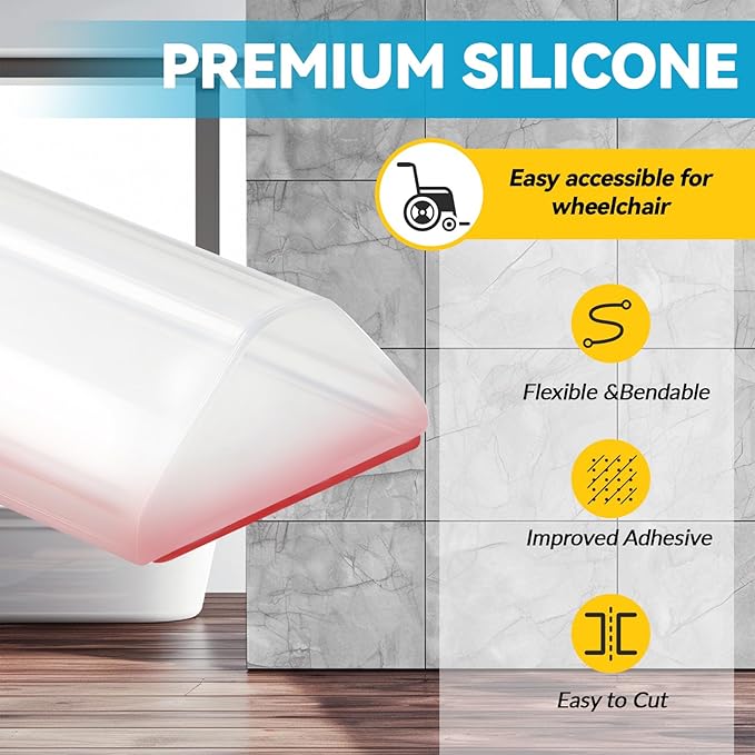 98'' Collapsible Shower Threshold Water Dam Shower Barrier Keeps Water Inside Threshold Dry and Wet Separation Retention System Suitable for Bathroom Kitchen Sink Bathtub
