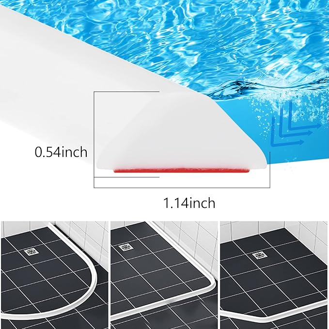 Duzzy 39 Inch Collapsible Shower Water Dam, Shower Threshold Water Stopper Barrier and Retention System and Keeps Water Inside Threshold Dry and Wet Separation, Suitable for Bathroom & Kitchen