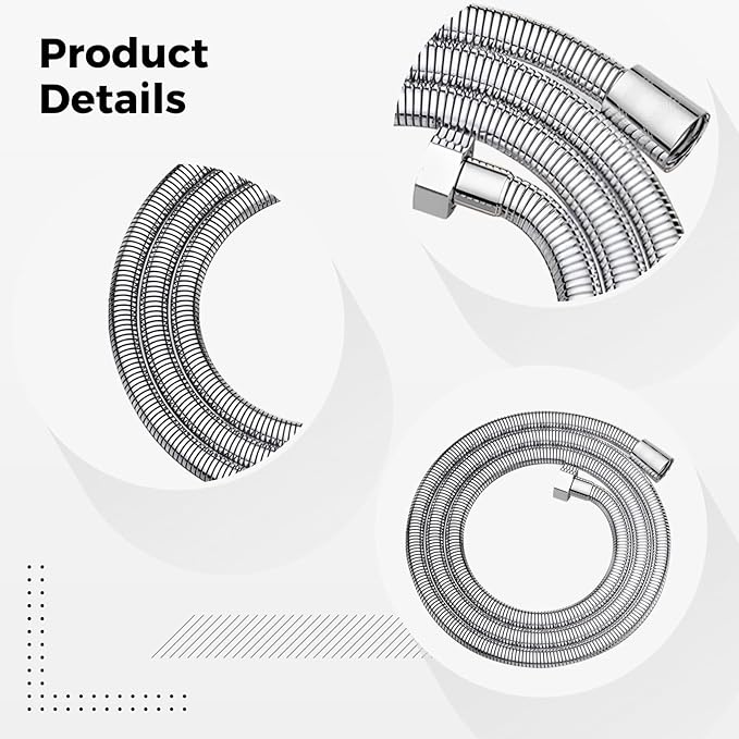 Replacement Shower Hose, 1.5 M High-Flow Stainless Steel, Anti-Burst, Ideal for Broad Coverage in Various Shower Systems